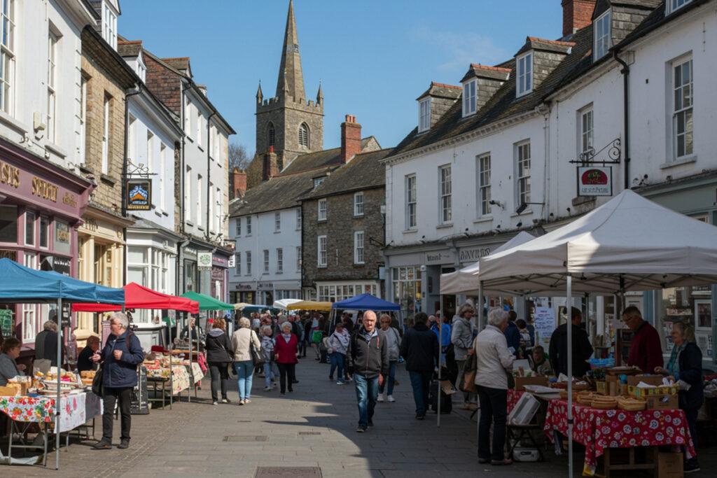 exploring Totnes town centre on foot