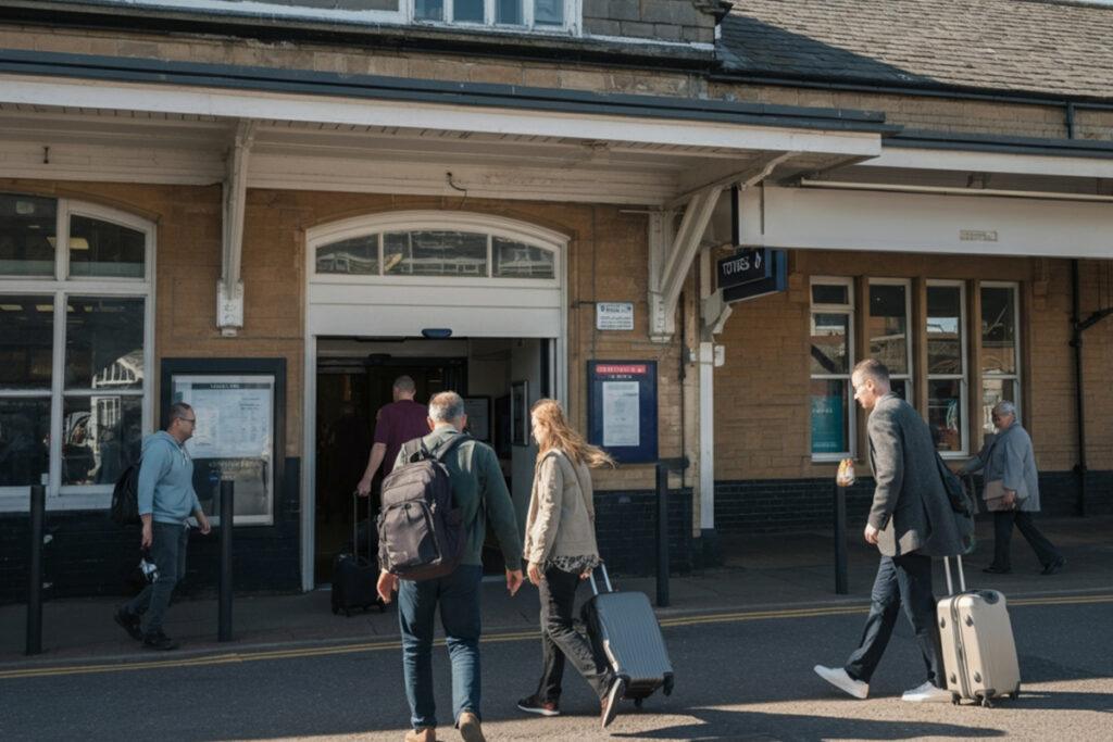 travellers arriving at Totnes Station
